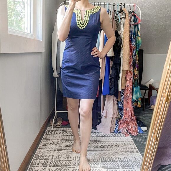 Lilly Pulitzer Blaire Shift Dress Sleeveless True Navy 4 - Picture 1 of 11
